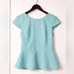 Express Mint Aqua Peplum Top Cap Sleeve Blouse Women’s Size Medium